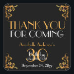 30th Birthday Zwart Goud Retro  Dank u Vierkante Sticker<br><div class="desc">Verjaardag Zwart Goud Retro  Dank u Favor Sticker</div>