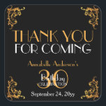 30th Birthday Zwart Goud Retro  Dank u Vierkante Sticker<br><div class="desc">Verjaardag Zwart Goud Retro  Dank u Favor Sticker</div>