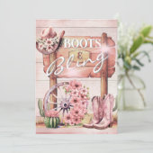 30th Cowgirl Boots Bling Western Roze Bruin Kaart (Staand voorkant)