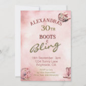 30th Cowgirl Boots Bling Western Roze Bruin Kaart (Achterkant)