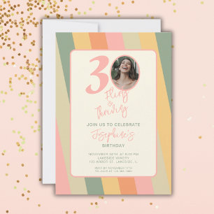 30th Dertig Flirty Thriving Boho Pink Foto Kaart