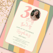 30th Dertig Flirty Thriving Boho Pink Foto Kaart
