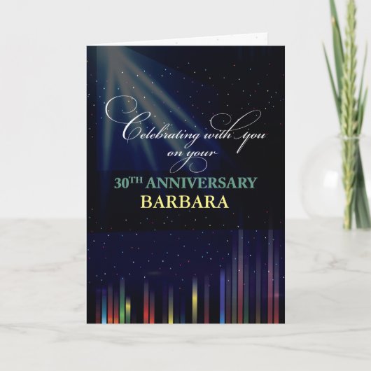 30th Employee Anniversary Sky, Customizable Black Kaart (Voorkant)
