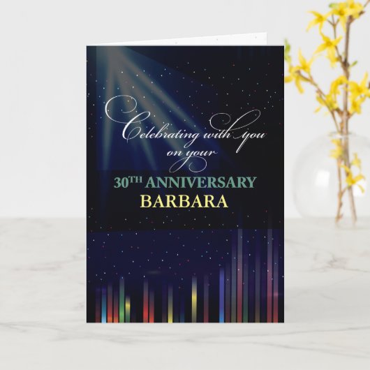 30th Employee Anniversary Sky, Customizable Black Kaart (Gele Bloem)