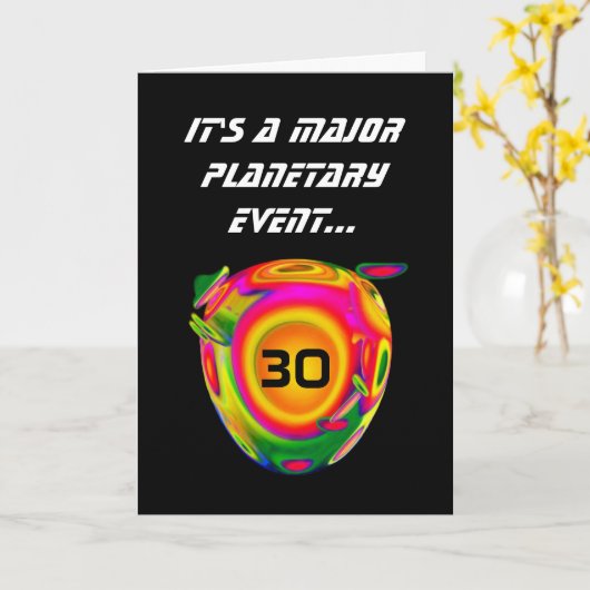 30th Funny Sci Fi Birthday Planet A02 Kaart (Gele Bloem)