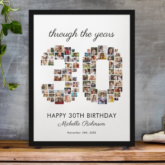 30th Happy Birthday Photo Collage Poster
