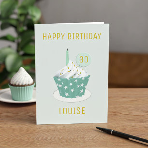 30th Mint Cupcake Happy Birthday Kaart