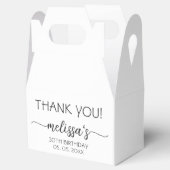 30th of Any Age Birthday White Calligraphy Script Bedankdoosjes (Geopend)