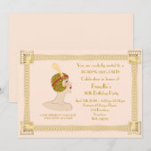 30th of any,Birthday Party woman,Gatsby,goudroze Kaart (Voorkant / Achterkant)