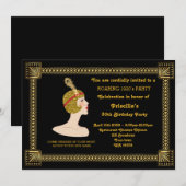 30th of any,Birthday Party women,Gatsby, gold Kaart (Voorkant / Achterkant)