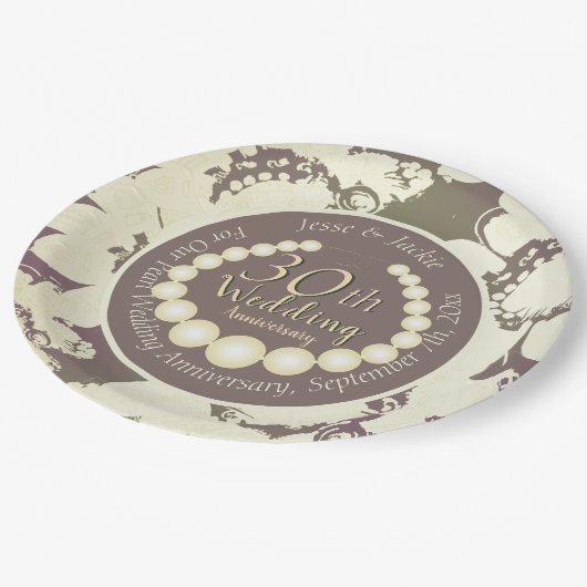 30th Pearl Jubileum Papier Borden Papieren Bordje (Gekanteld)