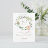 30th Pearl Jubileum Save the Date Rozen Floral Aankondigingskaart (Staand voorkant)