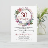30th Pearl Surprise Wedding Jubileum Floral Kaart (Staand voorkant)
