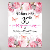 30th Pearl Wedding Jubileum Blush Roos Welkom Poster (Voorkant)
