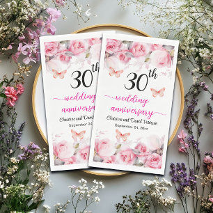 30th Pearl Wedding Jubileum Blush Rozen Servet