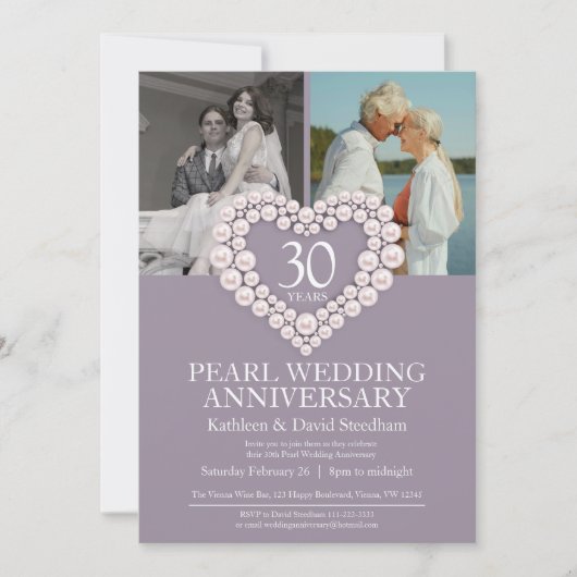 30th Pearl Wedding Jubileum verticaal foto Kaart (Voorkant)
