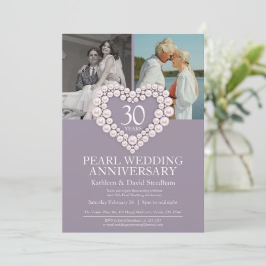 30th Pearl Wedding Jubileum verticaal foto Kaart (Staand voorkant)
