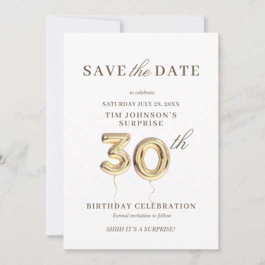 30th Save the Date Invitation Kaart (Voorkant)