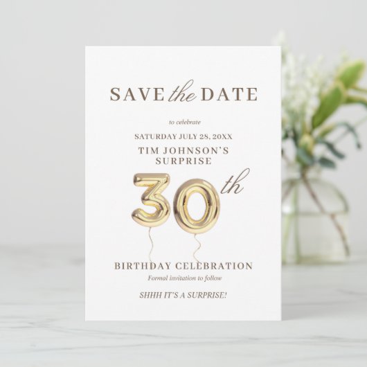 30th Save the Date Invitation Kaart (Staand voorkant)