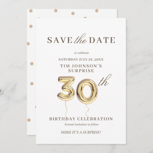30th Save the Date Invitation Kaart (Voorkant / Achterkant)