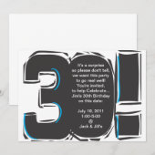30th SImple Birthday Invite Kaart (Voorkant / Achterkant)