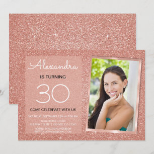 30th Sparkle Roos Gold Blush Roze Foto Kaart