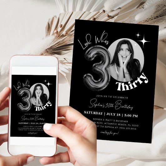 30th Thirty Birthday Zwart Mannen Vrouwen Foto Kaart