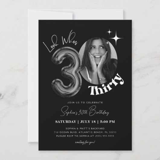 30th Thirty Birthday Zwart Mannen Vrouwen Foto Kaart (Voorkant)