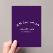 30th wedding anniversary name date purple simple  acryl uitnodigingen (Insitu (Draagbaar))