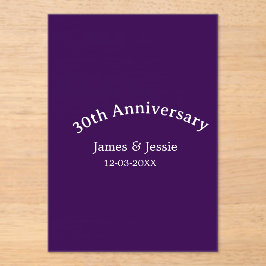 30th wedding anniversary name date purple simple  acryl uitnodigingen