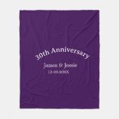30th wedding anniversary name date purple simple  fleece deken (Voorkant)