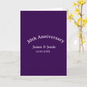 30th wedding anniversary name date purple simple  kaart (Gele Bloem)