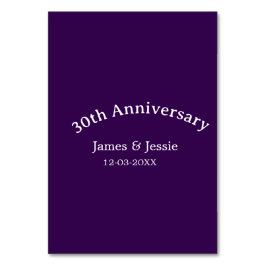 30th wedding anniversary name date purple simple  kaart