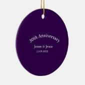 30th wedding anniversary name date purple simple keramisch ornament (Rechts)