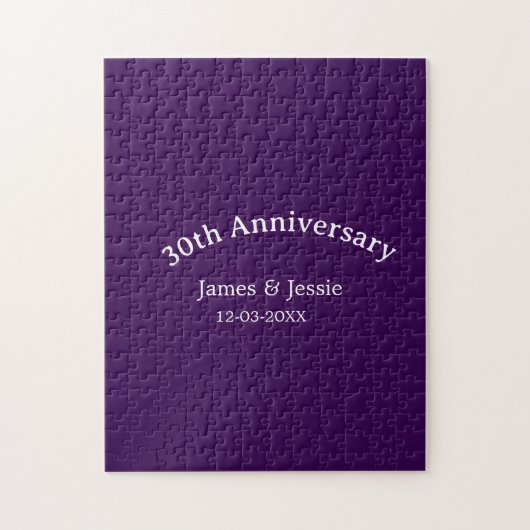 30th wedding anniversary name date purple simple legpuzzel (Verticaal)