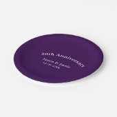 30th wedding anniversary name date purple simple papieren bordje (Gekanteld)