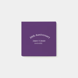 30th wedding anniversary name date purple simple  post-it® notes