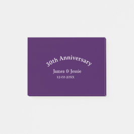 30th wedding anniversary name date purple simple  post-it® notes