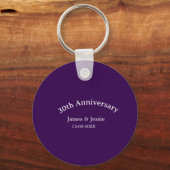 30th wedding anniversary name date purple simple sleutelhanger (Voorkant)