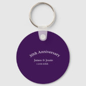 30th wedding anniversary name date purple simple sleutelhanger (Achterkant)