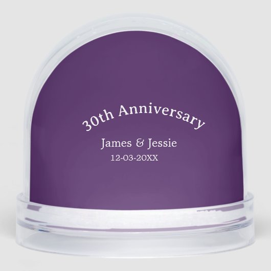30th wedding anniversary name date purple simple sneeuwbol (Voorkant)