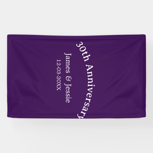 30th wedding anniversary name date purple simple spandoek (Horizontaal)