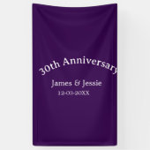 30th wedding anniversary name date purple simple spandoek (Verticaal)