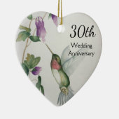 30th Wedding Anniversary Pretty Bird Flowers Heart Keramisch Ornament (Rechts)