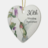 30th Wedding Anniversary Pretty Bird Flowers Heart Keramisch Ornament (Links)