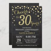 30th Wedding Jubileum Chalkboard Black en Gold Kaart (Voorkant / Achterkant)