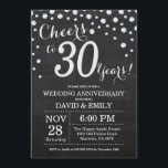 30th Wedding Jubileum Chalkboard Black Silver Kaart<br><div class="desc">30e Jubileum Chalkboard Black en Silver Invitation. Dertig Jubileum. Chalkboard Black en Silver Glitter Diamond Background Zilveren Confetti. Volwassen verjaardag. Vrouw of Man Man Birthday Party. Voor verdere aanpassing,  te klikken gelieve de knoop "van de Aanpassing het"en ons ontwerphulpmiddel te gebruiken om deze sjabloon te wijzigen.</div>
