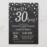 30th Wedding Jubileum Chalkboard Black Silver Kaart<br><div class="desc">30e Jubileum Chalkboard Black en Silver Invitation. Dertig Jubileum. Chalkboard Black en Silver Glitter Diamond Background Zilveren Confetti. Volwassen verjaardag. Vrouw of Man Man Birthday Party. Voor verdere aanpassing,  te klikken gelieve de knoop "van de Aanpassing het"en ons ontwerphulpmiddel te gebruiken om deze sjabloon te wijzigen.</div>