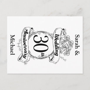 30th Wedding Jubileum Flowers Roos Romantic Briefkaart