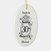 30th Wedding Jubileum Flowers Roos Romantic Keramisch Ornament (Rechts)